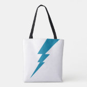 Witte en blauwe geometrische bliksemschicht tote bag (Achterkant)