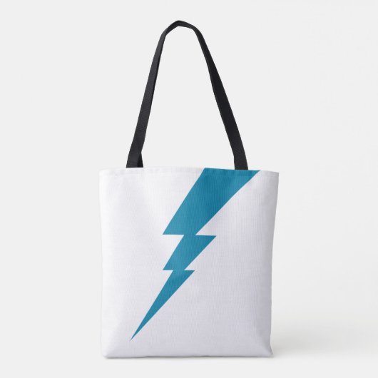 Witte en blauwe geometrische bliksemschicht tote bag (Achterkant)
