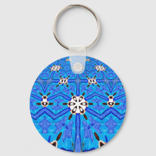 witte en blauwe geometrische sleutelhanger