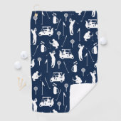 Witte en Blauwe Golf symbolen Patroon Golfhanddoek (Insitu)