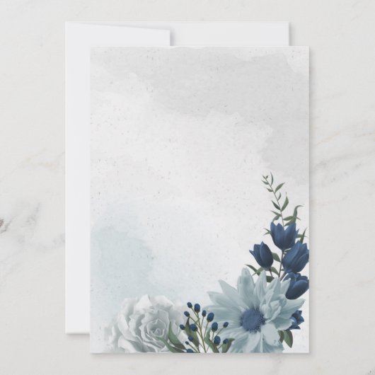 witte en blauwe groenblauw save the date (Achterkant)