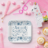 Witte en blauwe Hallo Bord (Feest)