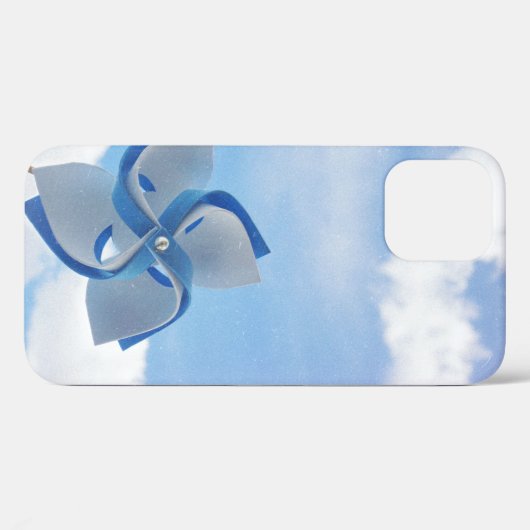 Witte en blauwe handheld windmolen onder troebele Case-Mate iPhone case (Achterkant (horizontaal))