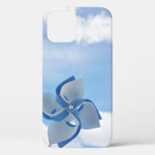 Witte en blauwe handheld windmolen onder troebele Case-Mate iPhone case (Achterkant)