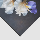 Witte en blauwe iris decoupage tissuepapier (Detail)