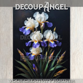 Witte en blauwe iris decoupage tissuepapier