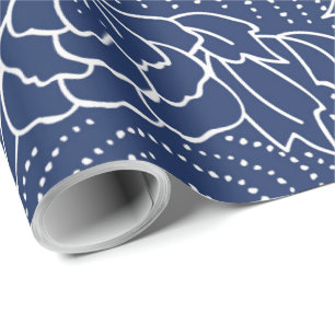 Witte en blauwe Japanse bloemen Cadeaupapier