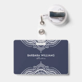 Witte en blauwe kant minimaliseren badge (Achterkant met uittrekbare clip)