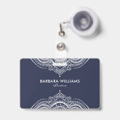 Witte en blauwe kant minimaliseren badge (Voorzijde met uittrekbare clip)