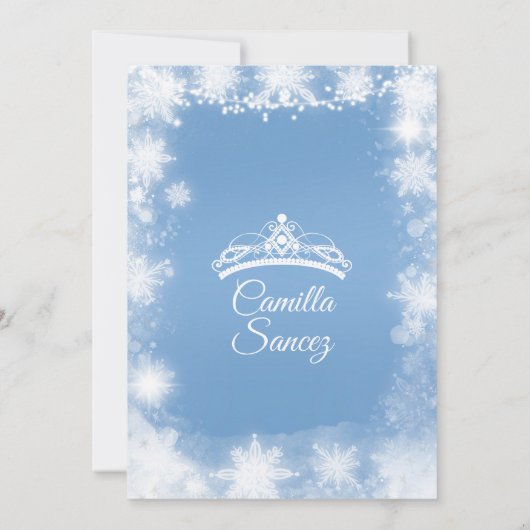 Witte en blauwe kerstavond 16e verjaardag Uitnodig Kaart (Achterkant)