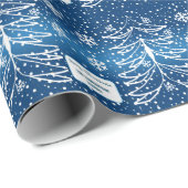 Witte en blauwe kerstboom monogrammed cadeaupapier (Rol Hoek)