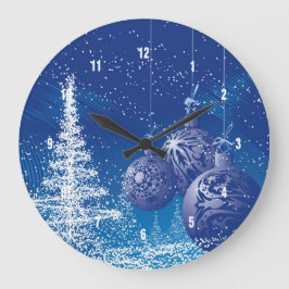 Witte en blauwe kerstillustratie grote klok