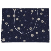 Witte en blauwe kleine Japanse bloemen patter Groot Cadeauzakje (Voorkant)