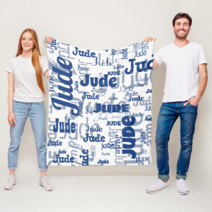 Witte en blauwe korte naam Herhalend patroon Moder Fleece Deken
