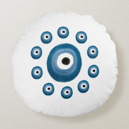 Witte en Blauwe Kwaad Oog Kussen Waterverf