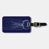 Witte en blauwe kwallen bagagelabel (Voorkant horizontaal)