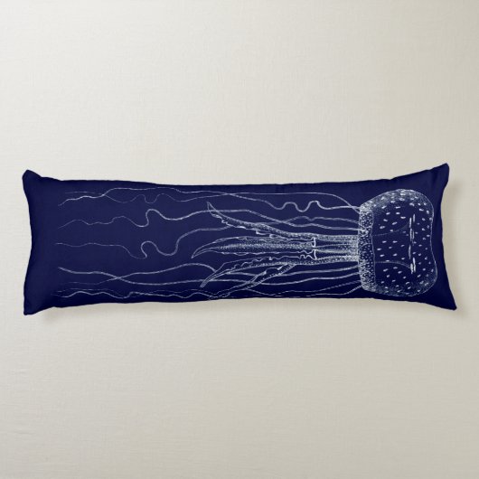 Witte en blauwe kwallen lichaamskussen (Achterkant)