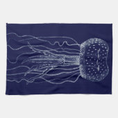 Witte en blauwe kwallen theedoek (Horizontaal)