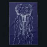 Witte en blauwe kwallen theedoek<br><div class="desc">Dit afbeelding van deze unieke doorschijnende kwal is perfect voor uw nautische collectie. Hoewel kwallen een paar pijnlijke stings kunnen afgeven,  ben je hier veilig van! Het is een geweldig modern stuk kunst dat er geweldig uitziet op alle Zazzle producten.</div>