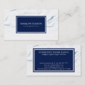 Witte en blauwe marmeren steen visitekaartje (Voorkant / Achterkant)