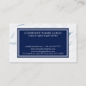 Witte en blauwe marmeren steen visitekaartje (Achterkant)