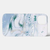 Witte en blauwe marmerzeugen Case-Mate iPhone case (Achterkant (horizontaal))