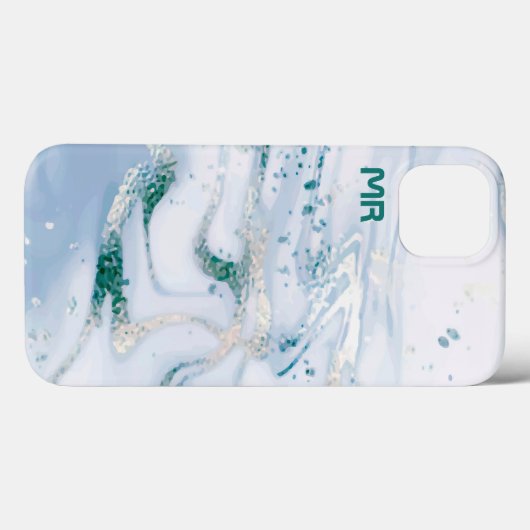 Witte en blauwe marmerzeugen Case-Mate iPhone case (Achterkant (horizontaal))