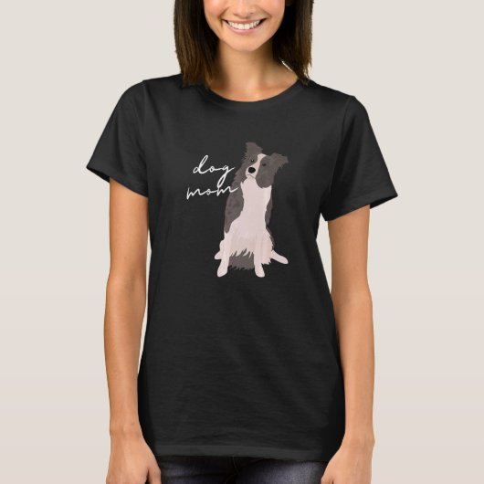 Witte en blauwe Merle Border Collie Dog Mam Dog Ma T-shirt (Voorkant)
