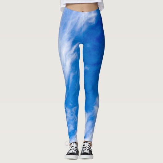 Witte en blauwe mist leggings (Voorkant)