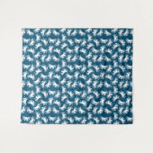 Witte en blauwe naadloze krab wandkleed (Voorkant (horizontaal))