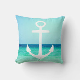Witte en Blauwe Nautical Anchor Pillow Kussen