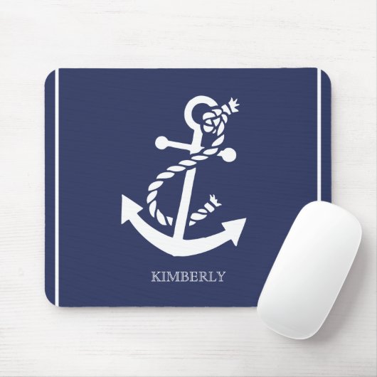 Witte en Blauwe Nautical Boat Anchor Muismat (Met muis)