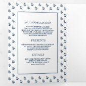 Witte en blauwe nautische anker zeepaardbruiloft drieluik uitnodiging (Binnenzijde eerst)