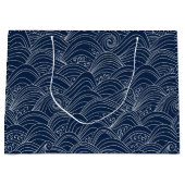 Witte en blauwe oceaangolven Japans stijlpatroon Groot Cadeauzakje (Voorkant)