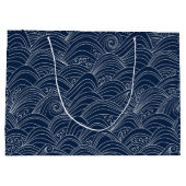 Witte en blauwe oceaangolven Japans stijlpatroon Groot Cadeauzakje (Achterkant)