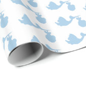 Witte en Blauwe Ooievaar Baby shower Gift Wrap Cadeaupapier (Rol Hoek)