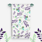 Witte en Blauwe Paddenstoelen Patroon Aangepaste B Handdoek