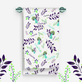 Witte en Blauwe Paddenstoelen Patroon Aangepaste B Handdoek