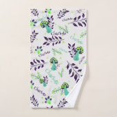 Witte en Blauwe Paddenstoelen Patroon Aangepaste B Handdoek (Handdoek)