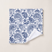 Witte en blauwe paisleypatroon bad handdoek (Wasdoekje)