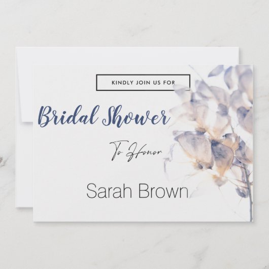 WITTE EN BLAUWE PATELE BLOEM ELEGANTE BRUIDSSLUIER KAART (Voorkant)