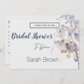 WITTE EN BLAUWE PATELE BLOEM ELEGANTE BRUIDSSLUIER KAART (Voorkant / Achterkant)