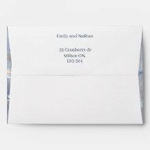 Witte en blauwe rustieke envelop