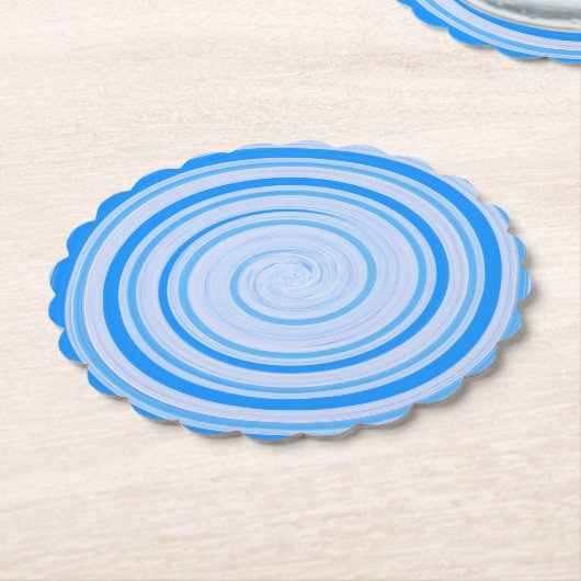Witte en blauwe spiraal kartonnen onderzetters (Gekanteld)