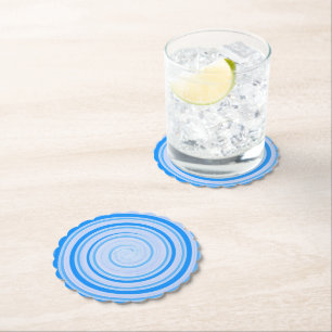 Witte en blauwe spiraal kartonnen onderzetters