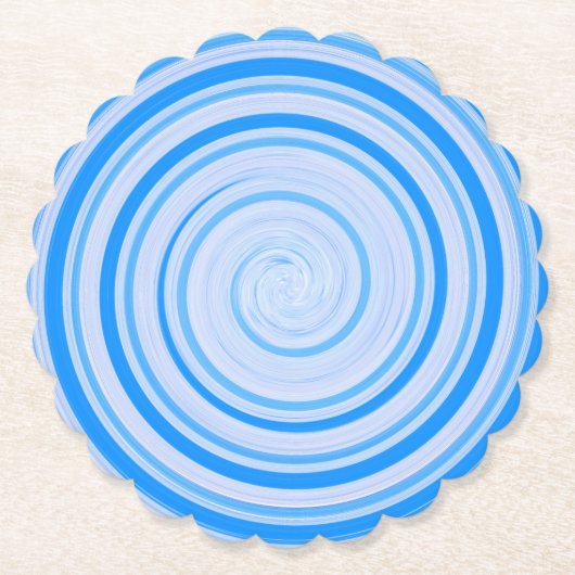 Witte en blauwe spiraal kartonnen onderzetters (Voorkant)