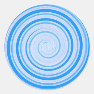 Witte en blauwe spiraal ronde sticker