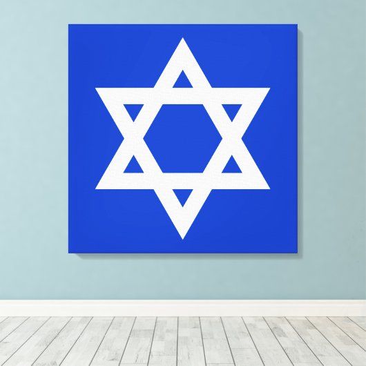 Witte en Blauwe Ster van David Canvas Afdruk (Insitu (Houten vloer))