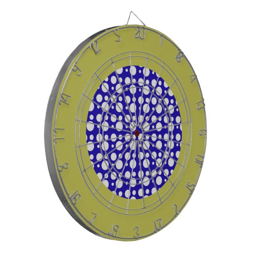 witte en blauwe stippen dartbord (Voorkant Links)