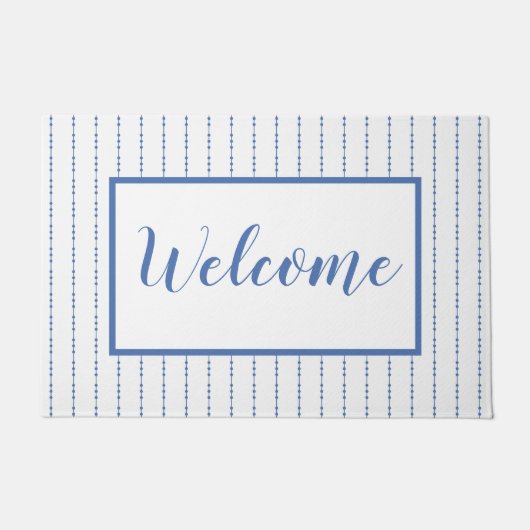 Witte en blauwe stippen Doormat Deurmat (Voorkant)